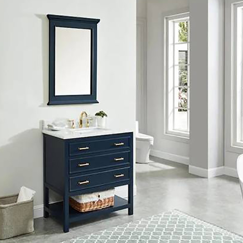 SolidWood+ MDF +Natural Marble bathroom Vanity 30 Inch with Storage Cabinet